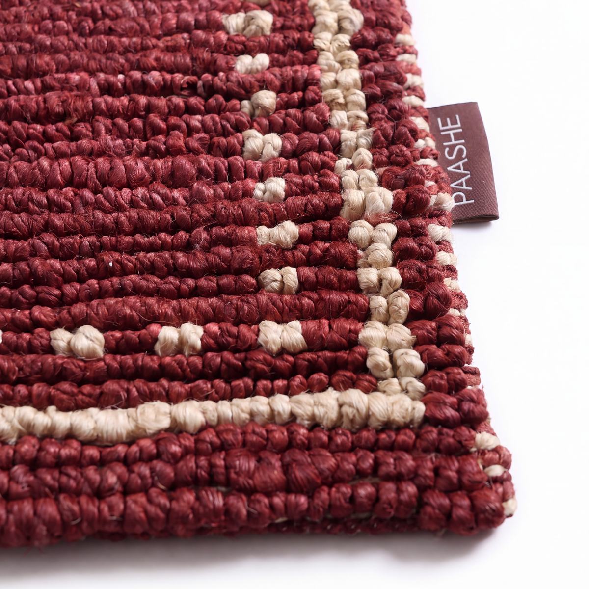 Morii Rug in Bleached White / Mahogany — close-up