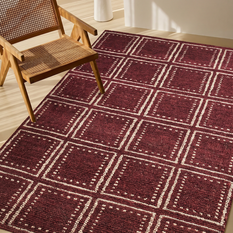 Morii Rug in Bleached White / Mahogany — corner detail