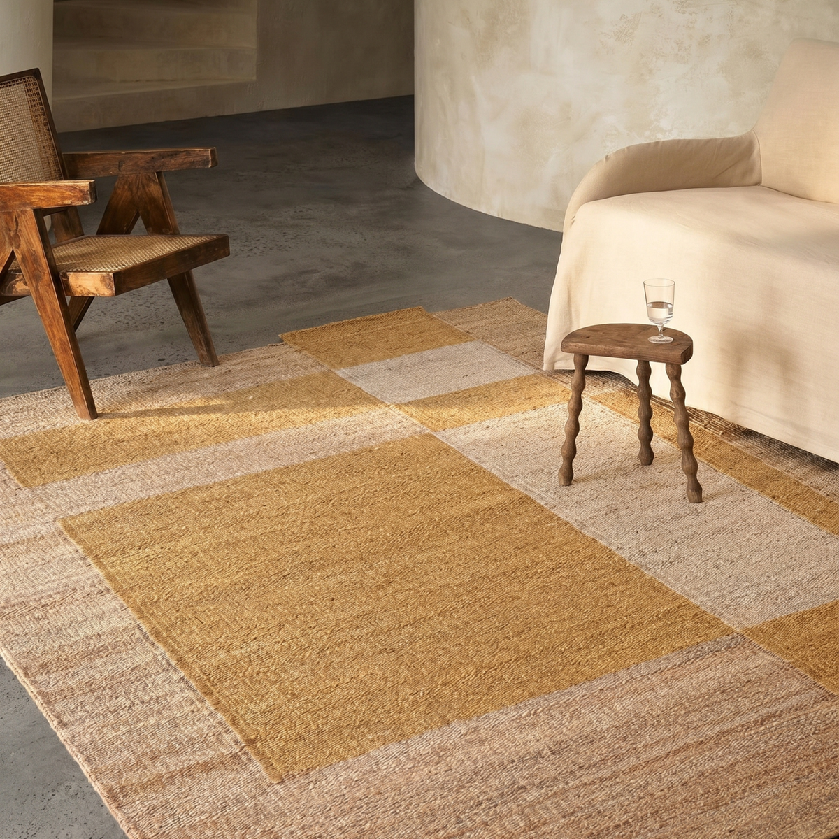 Naksh Rug in Natural / Pale Gold — corner detail