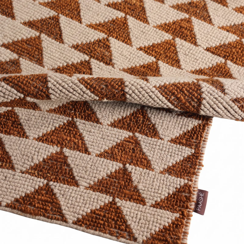 Sthir Rug in Egret / Almond — styled angle