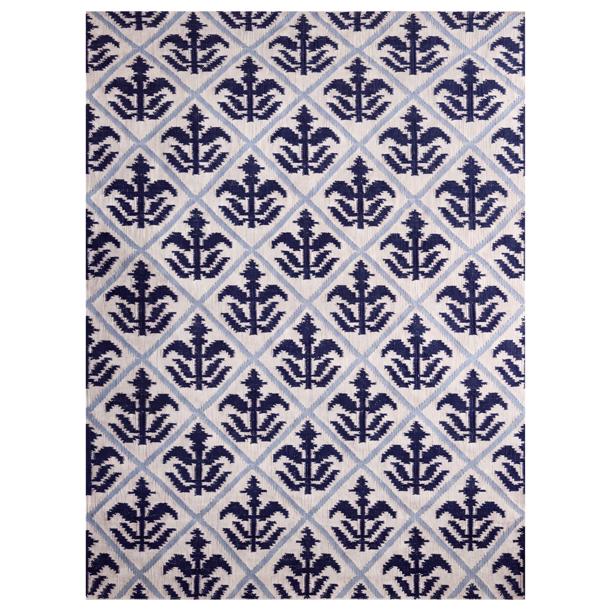 Girih Rug in Blue / Ivory — full view