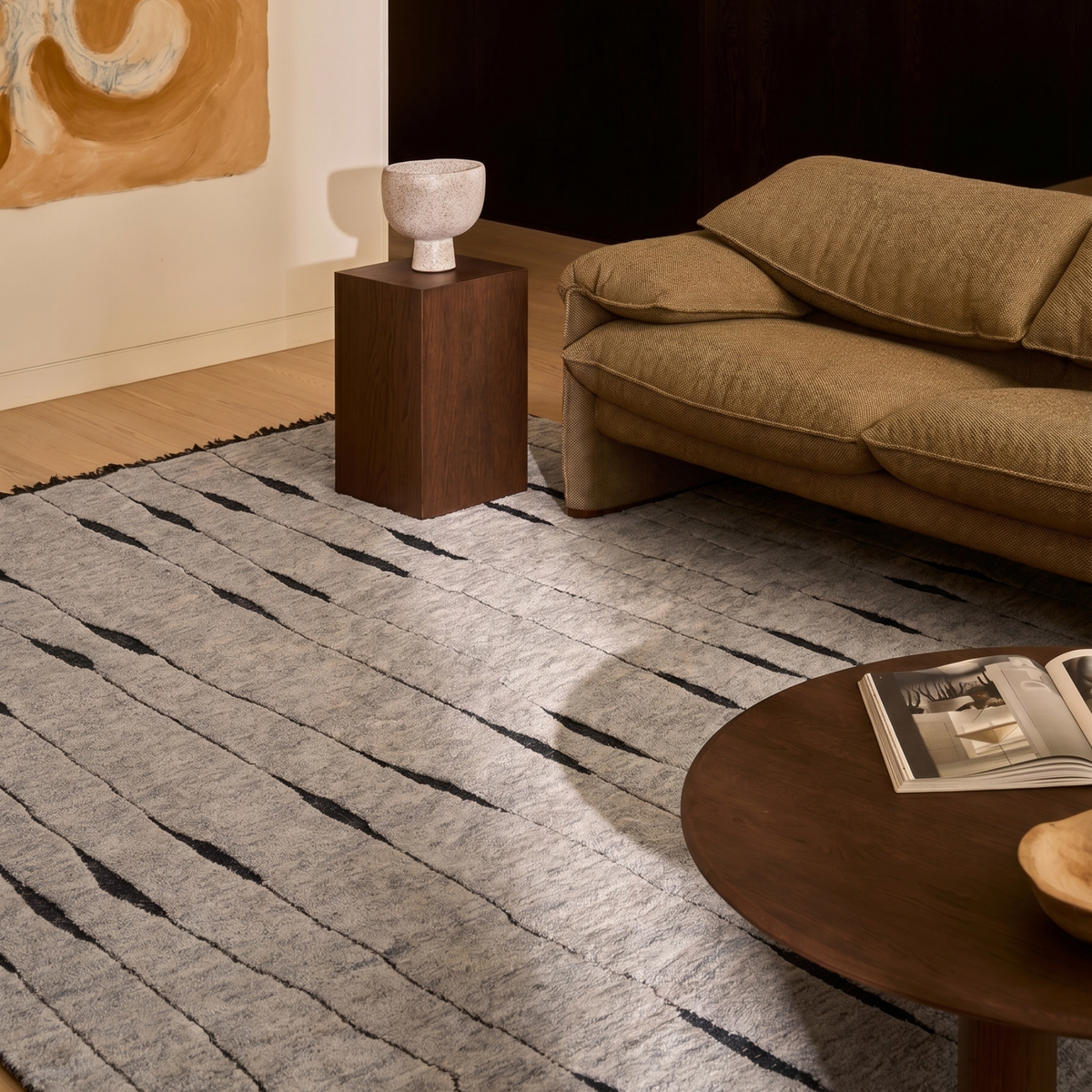 Monk Rug in Oyster/Nickel — close-up