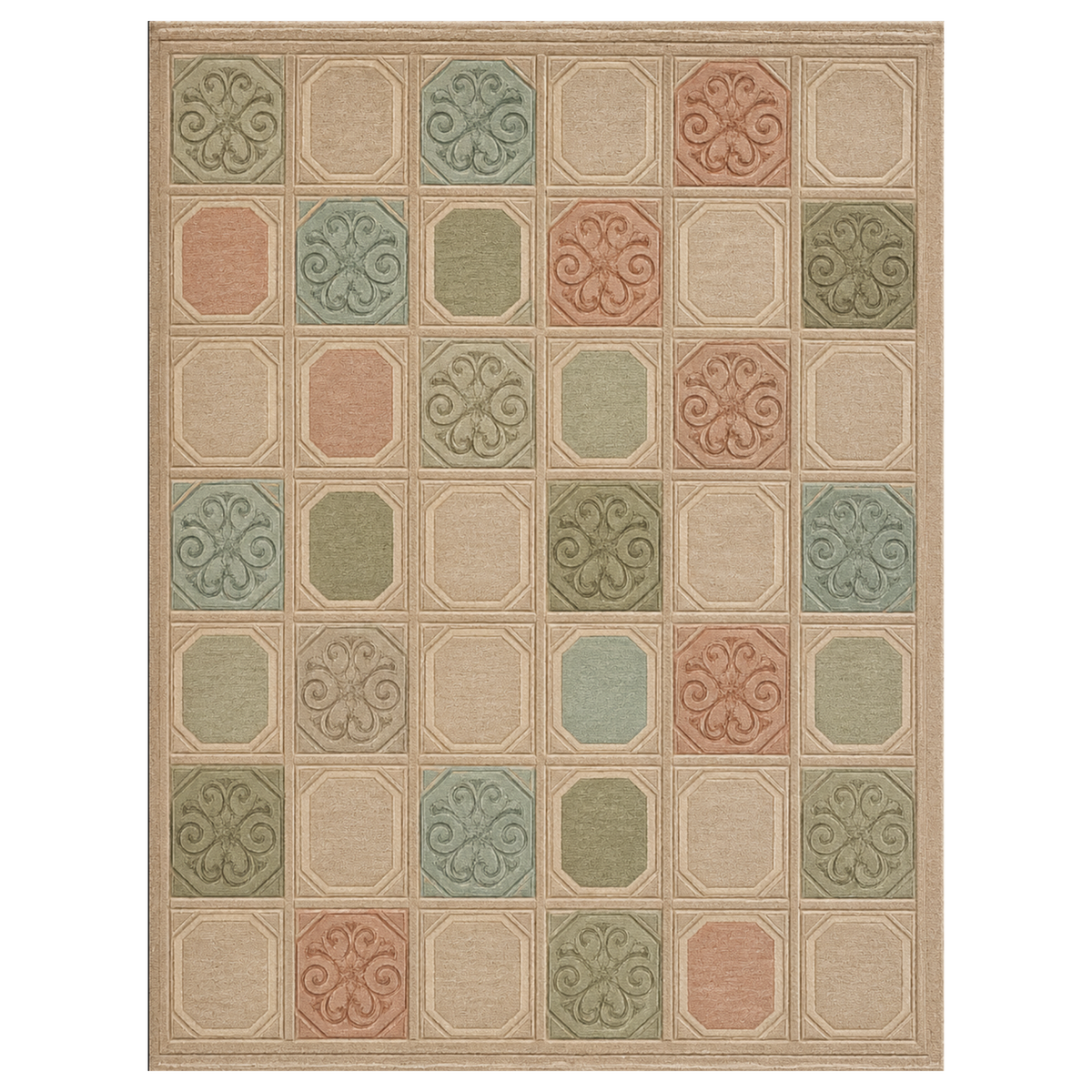 Kashikari Rug in Pristine/ Green Haze — full view