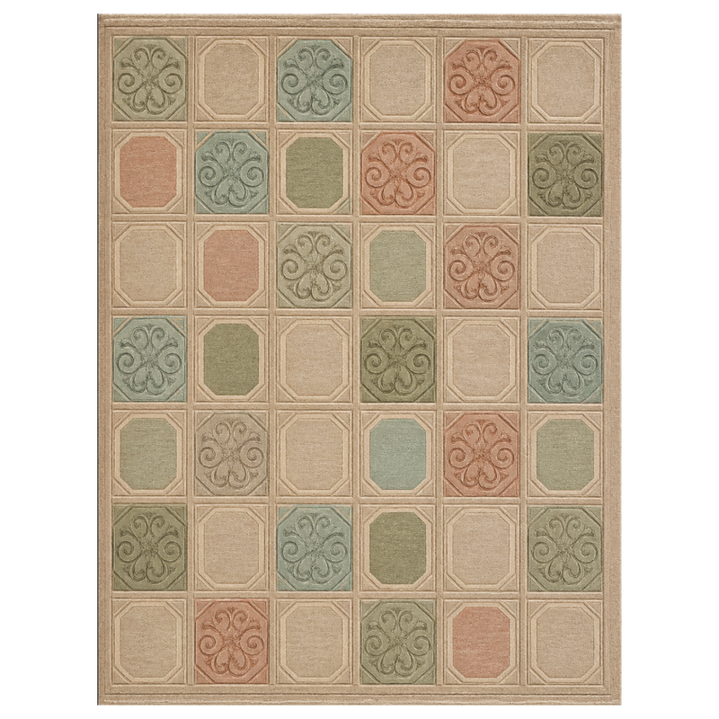 Kashikari Rug in Pristine/ Green Haze — full view