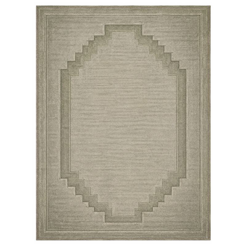 Chaukhat Rug in Aloe Wash/ Swamp — full view