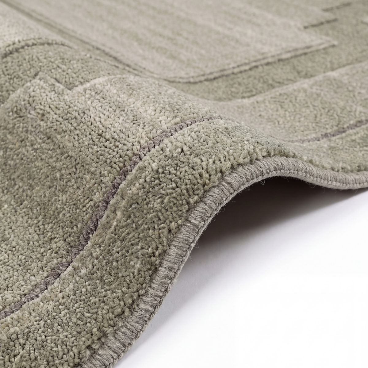 Chaukhat Rug in Aloe Wash/ Swamp — close-up