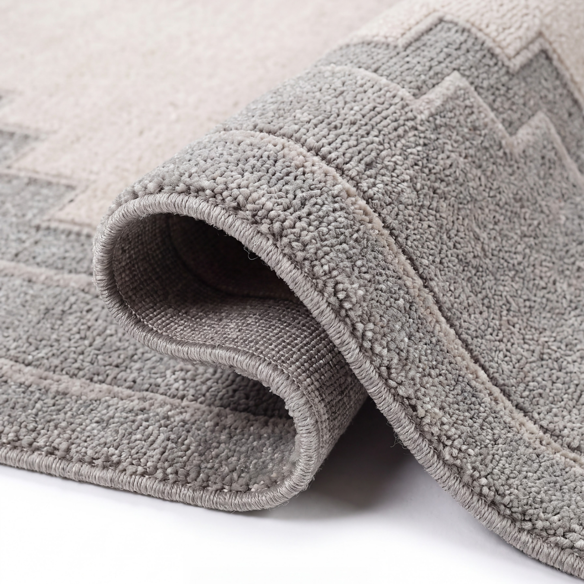Chaukhat Rug in Lunar Rock/ Blue Fox — styled angle