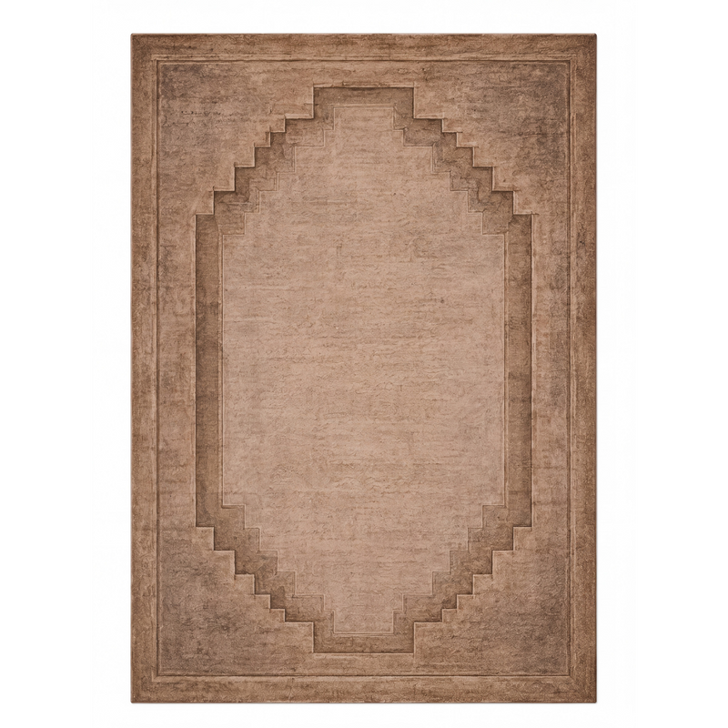 Chaukhat Rug in Warm Sand/ Bison — full view