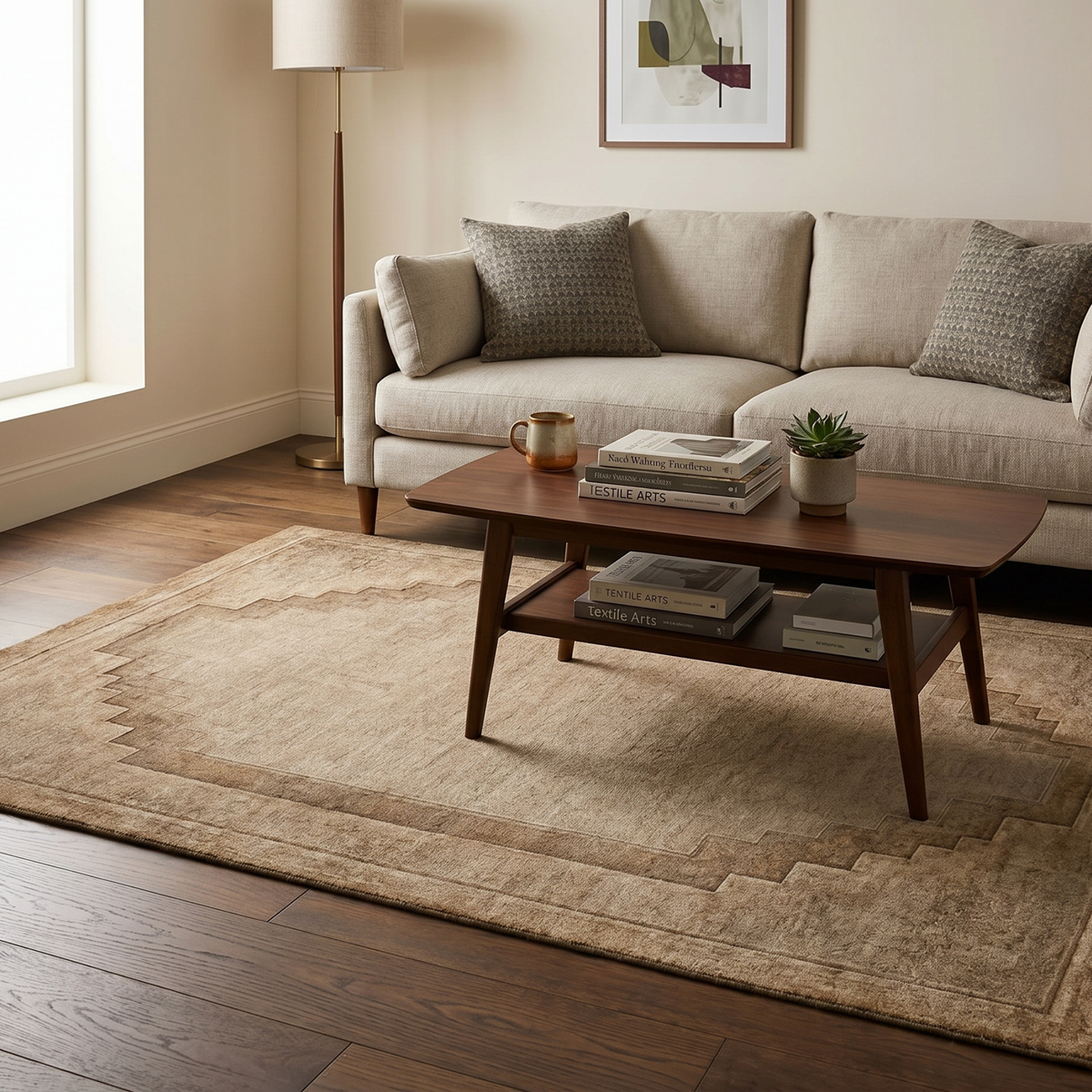Chaukhat Rug in Warm Sand/ Bison — corner detail