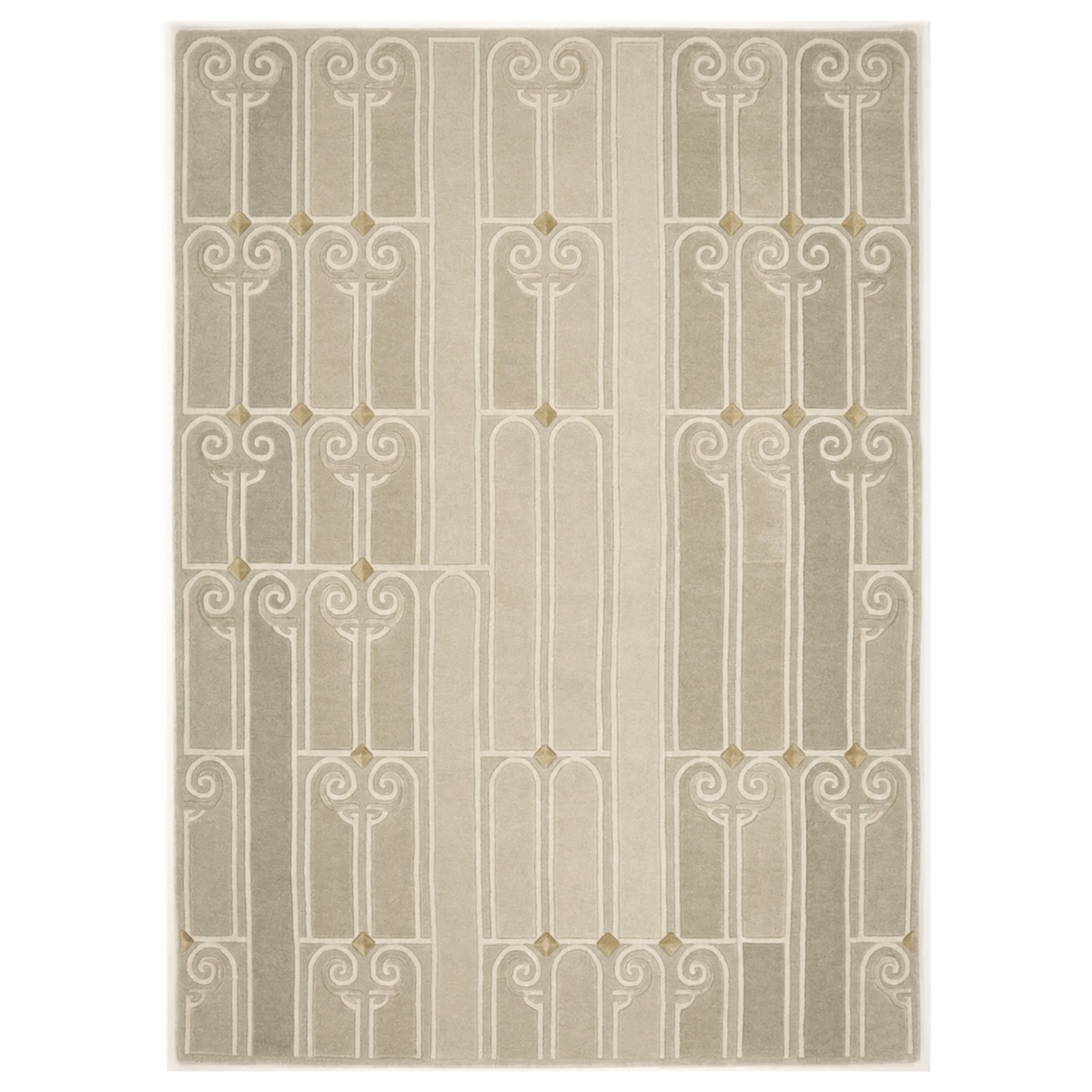 Jaali Rug in Snow White/ Silver Birch — full view