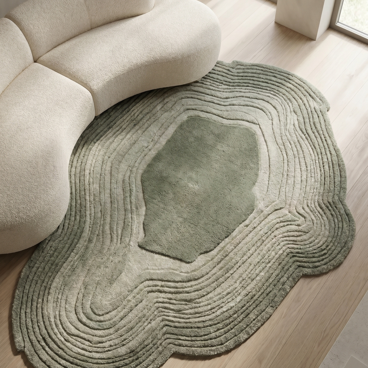 Halo Rug in Frost / Lily White — close-up
