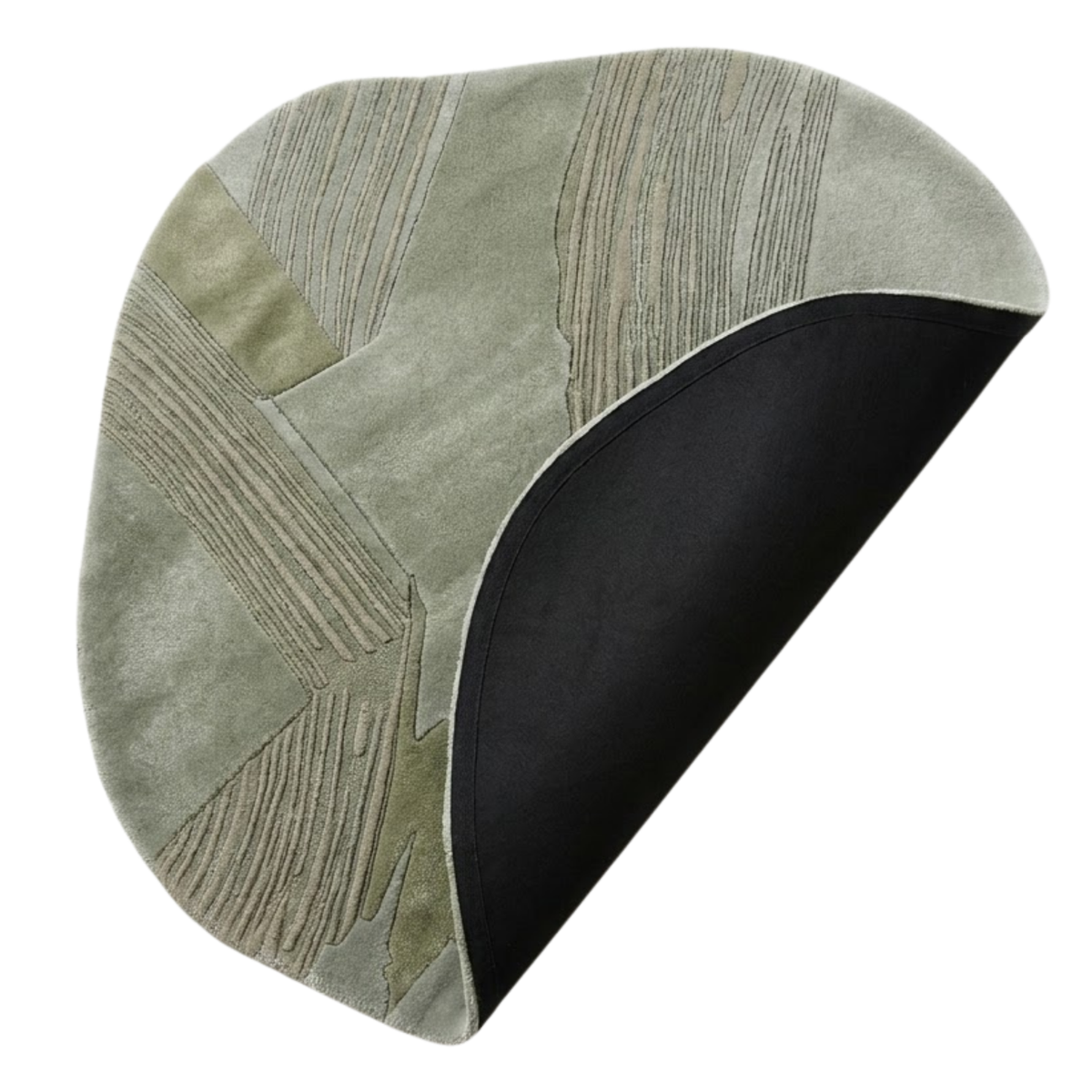 Shoal Rug in Fog Green/ Tarragon — styled angle