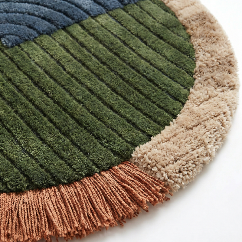 Cedar Rug in Chive/Salute — close-up