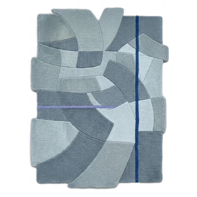 Mosaic Rug in Billowing sail/ Ashley blue — full view