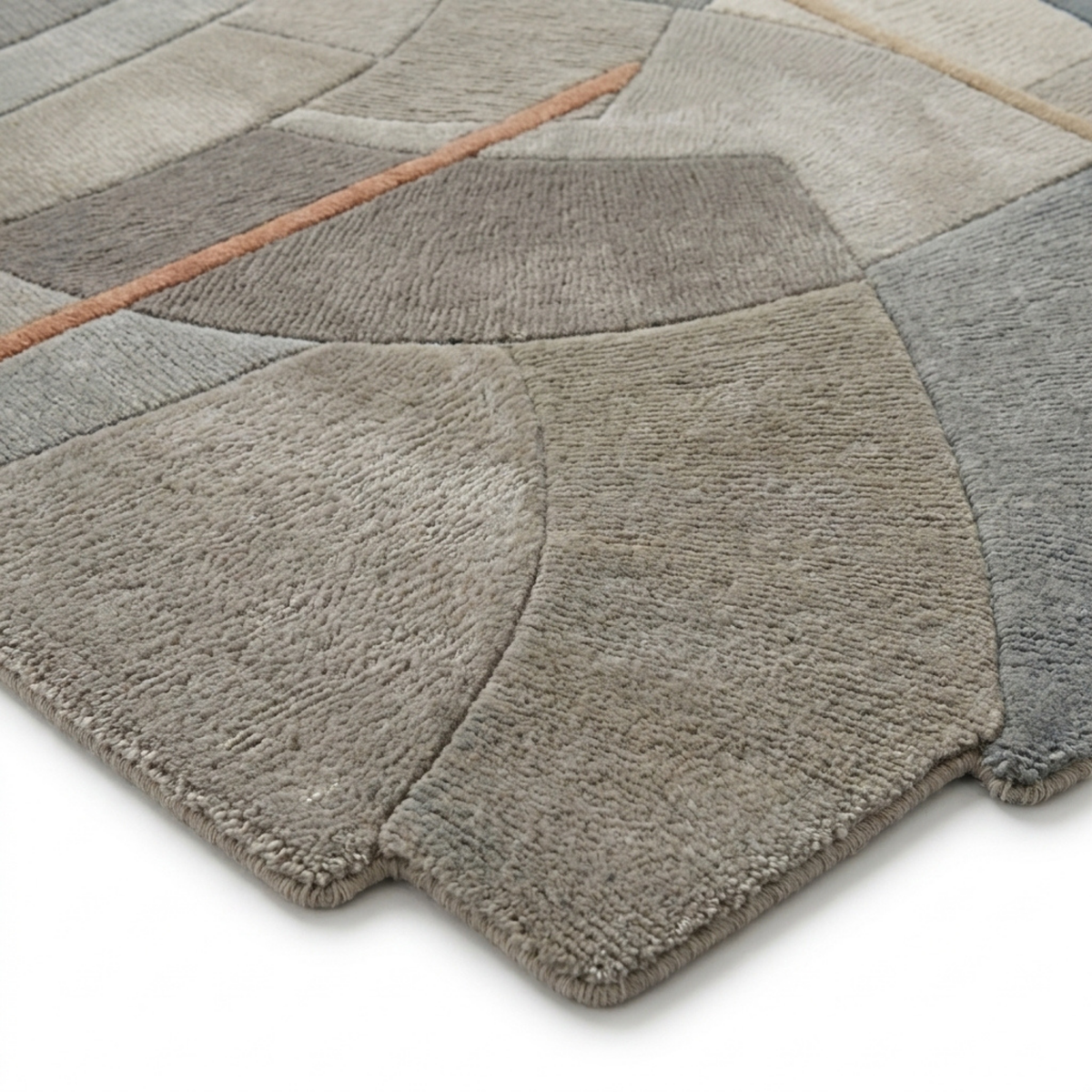 Mosaic Rug in Mineral gray/ Marshmallow — styled angle