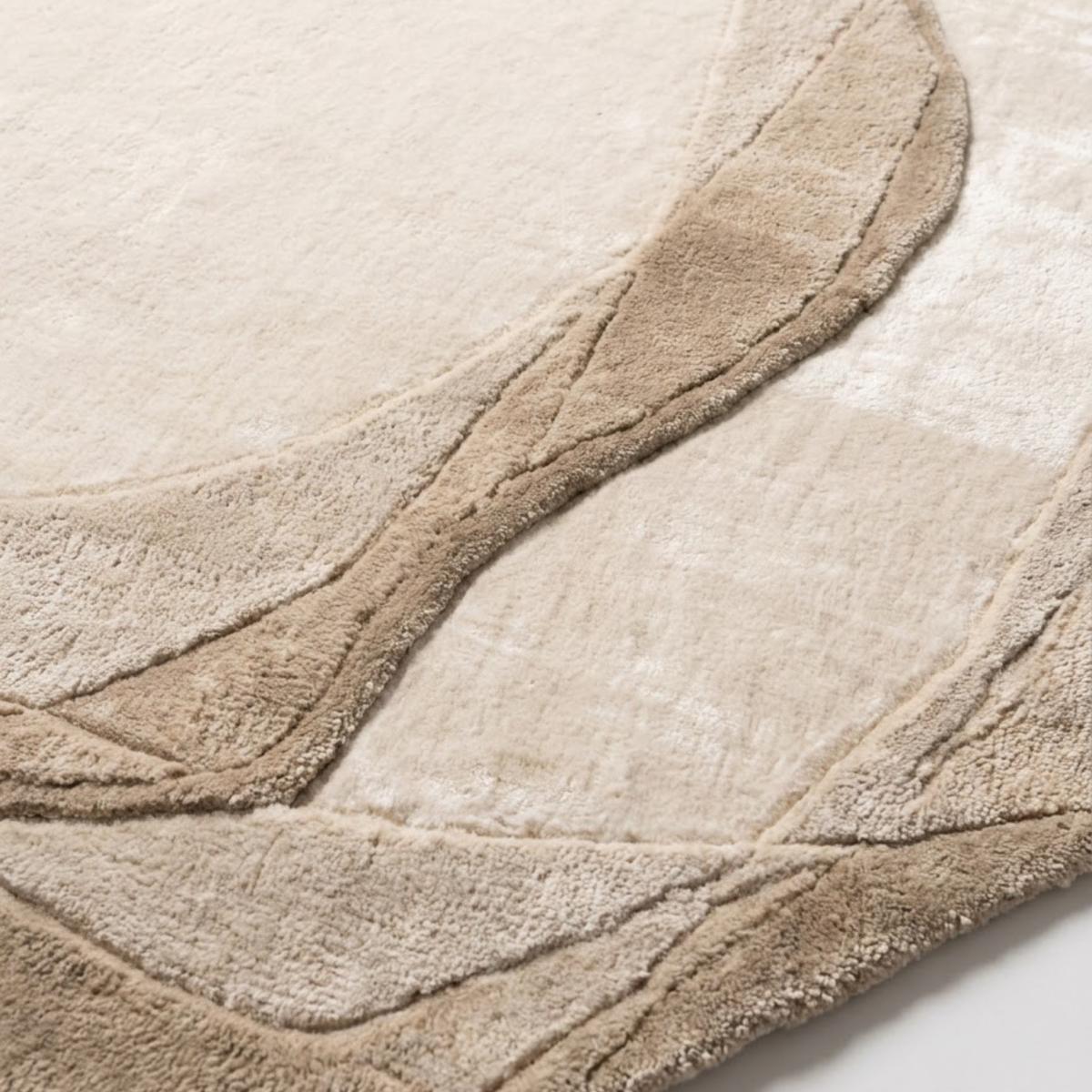 Whirl Rug in Egret/ Pebble — corner detail