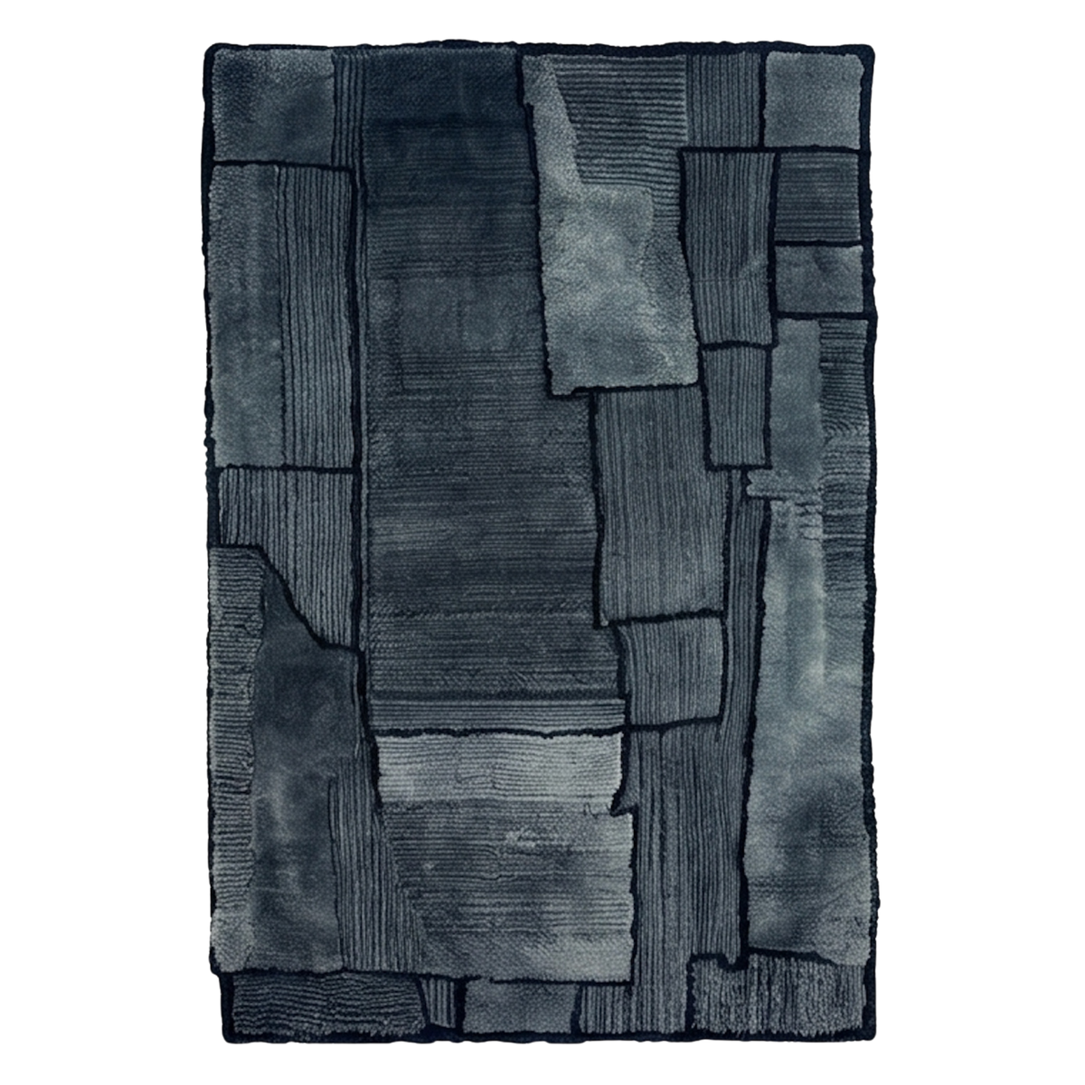 Timber Rug in Indian Teal/Dark Navy — styled angle